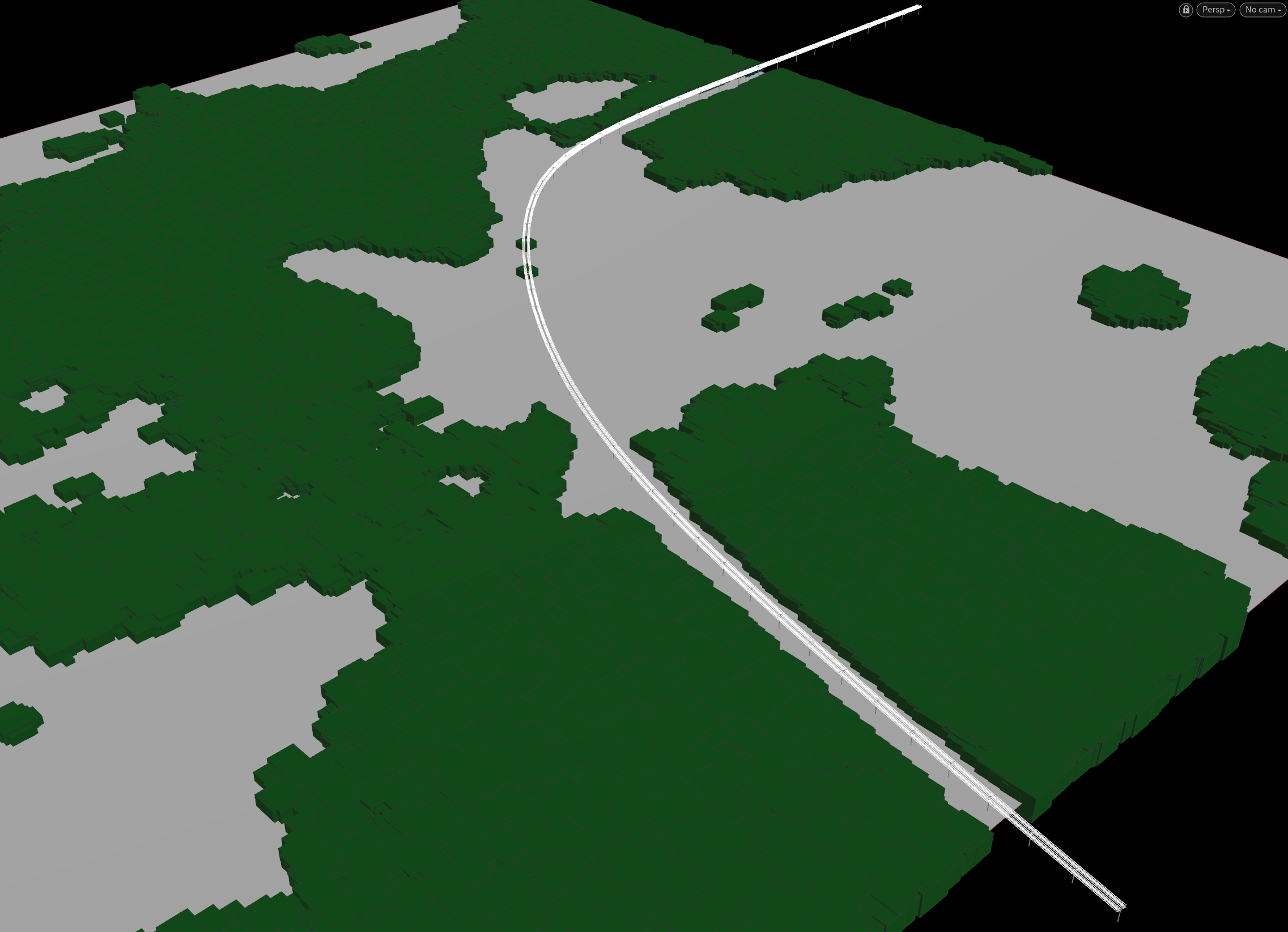 Terrain with trees subtracted by tools